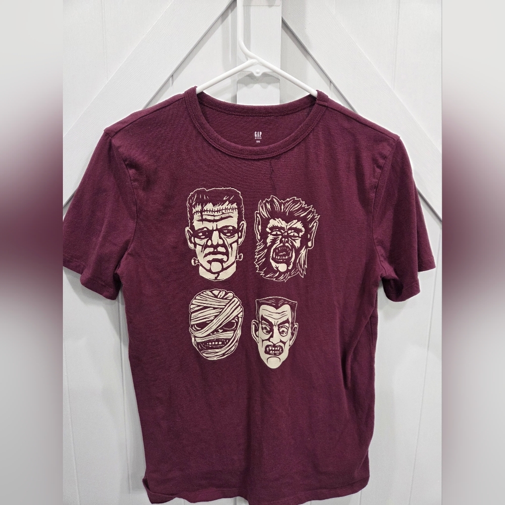 GAP Kids Burgundy Monster Faces Tee